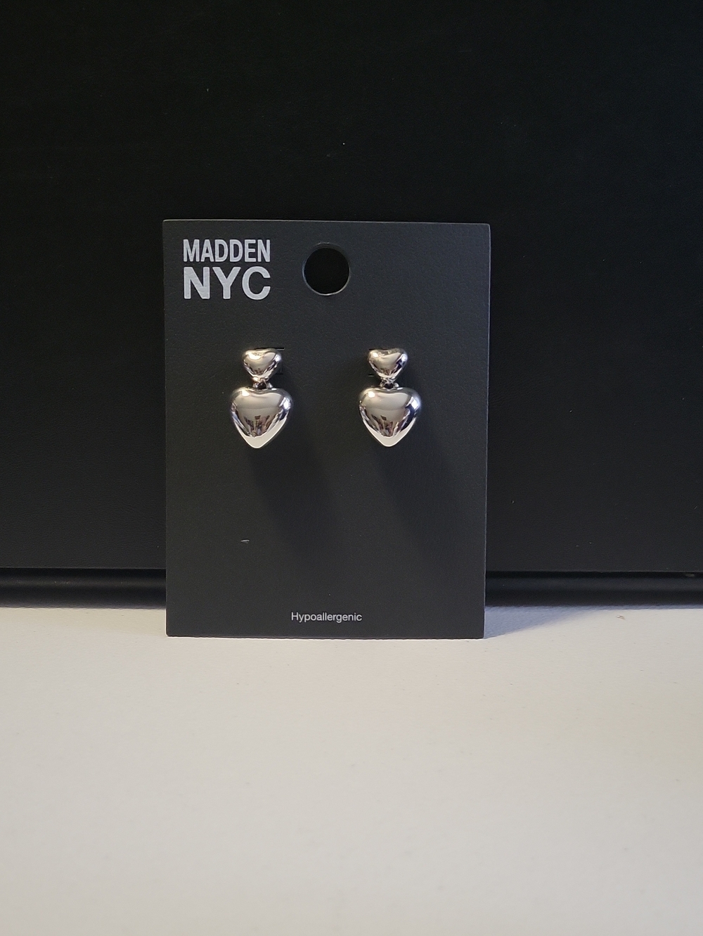 Silver Heart Drop Earrings